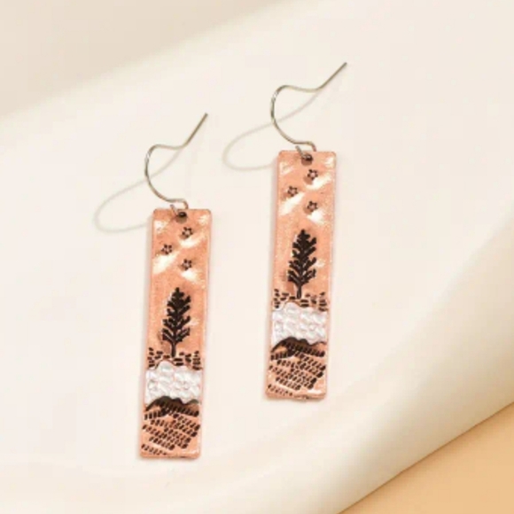 NWOT Vintage Tree River Star Rectangle Drop Earrings - Picture 2 of 3